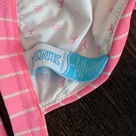 Vs pink striped triangle swim top size large y2k Barbiecore - Picture 3 of 3